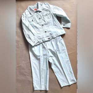 Hearts of Palm Jacket and Capri Pants Set Blue White Stripe Size 8